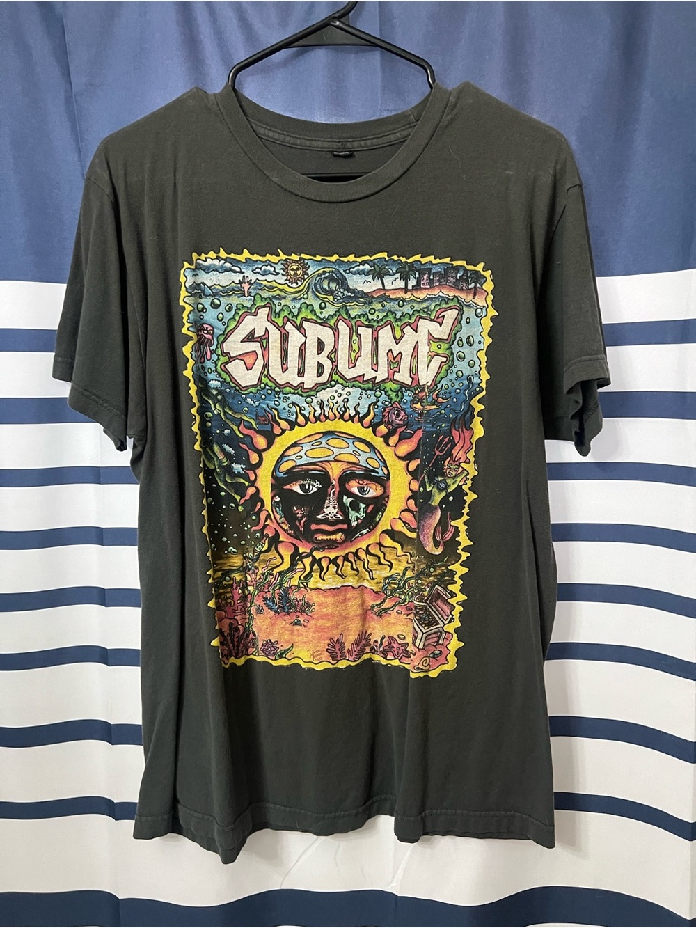 Sublime Graphic Band Tee - Black with Multicolor Sun Design